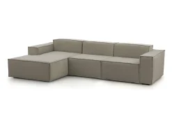 New Talamo Italia Sofá fixo Jessica, sofá modular de 3 lugares com península esquerda, 100% Fabricado na Itália, Sofá de tecido moderno, 300x170h70 cm, Taupe Cinzento