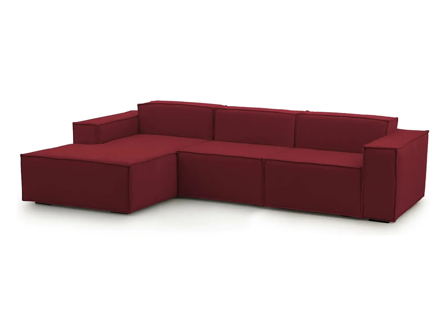 Sofá|Talamo Italia Sofá fixo Jessica, sofá modular de 3 lugares com península esquerda, 100% Fabricado na Itália, Sofá de tecido moderno, 300x170h70 cm, Vermelho