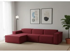 Sofá|Talamo Italia Sofá fixo Jessica, sofá modular de 3 lugares com península esquerda, 100% Fabricado na Itália, Sofá de tecido moderno, 300x170h70 cm, Vermelho