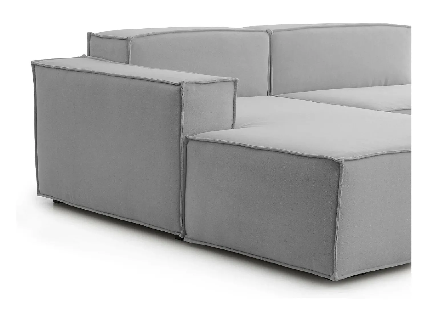 Sale Talamo Italia Sofá fixo Jessica, sofá modular de 3 lugares com península esquerda, 100% Fabricado na Itália, Sofá de tecido moderno, 300x170h70 cm, Cinza Cinzento