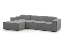 Sale Talamo Italia Sofá fixo Jessica, sofá modular de 3 lugares com península esquerda, 100% Fabricado na Itália, Sofá de tecido moderno, 300x170h70 cm, Cinza Cinzento