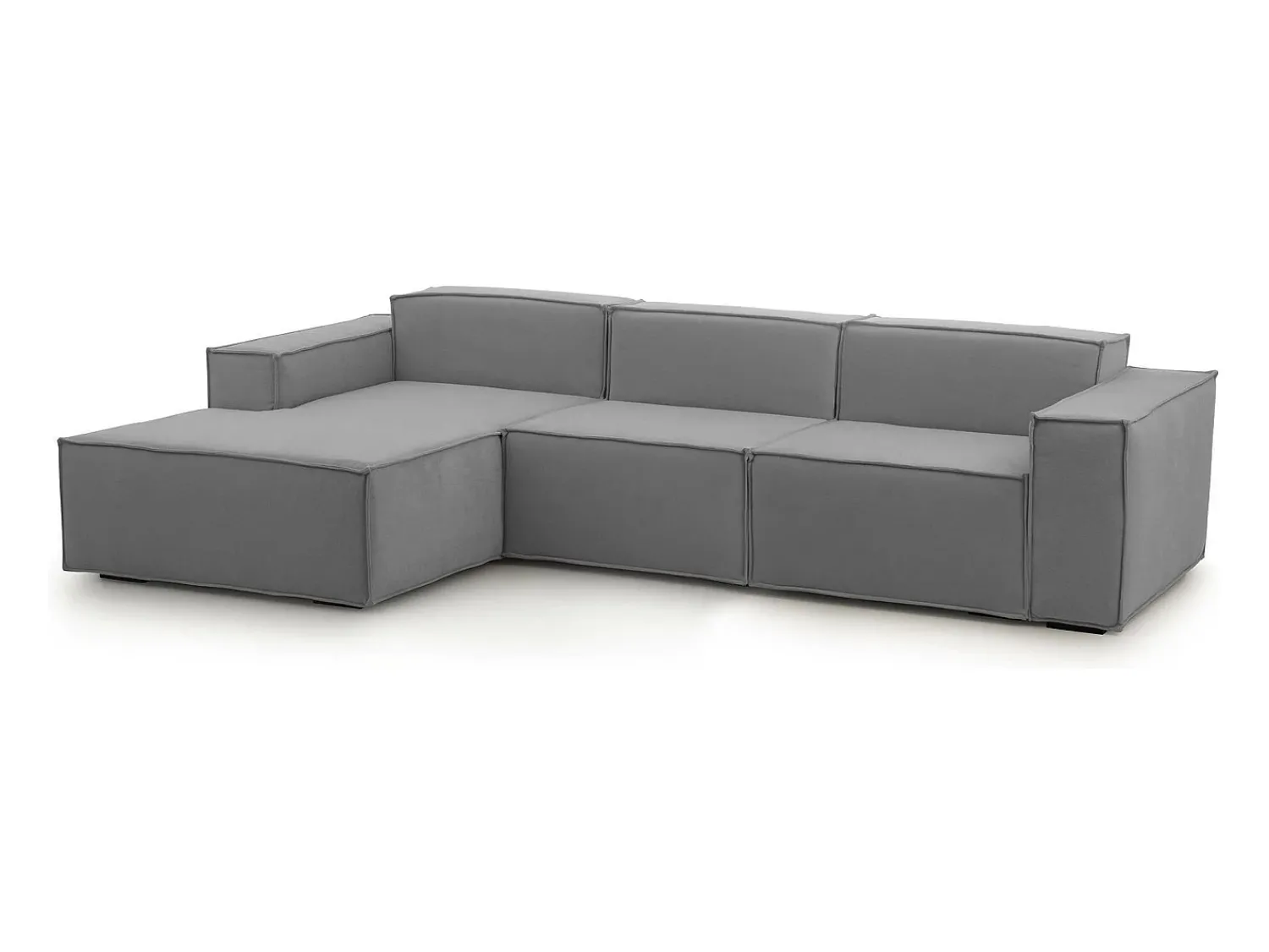 Sale Talamo Italia Sofá fixo Jessica, sofá modular de 3 lugares com península esquerda, 100% Fabricado na Itália, Sofá de tecido moderno, 300x170h70 cm, Cinza Cinzento