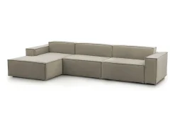 Talamo Italia Sofá fixo Licia, sofá modular de 4 lugares com península esquerda, 100% Fabricado na Itália, Sofá de tecido moderno, 340x170h70 cm, Taupe^ Sofá