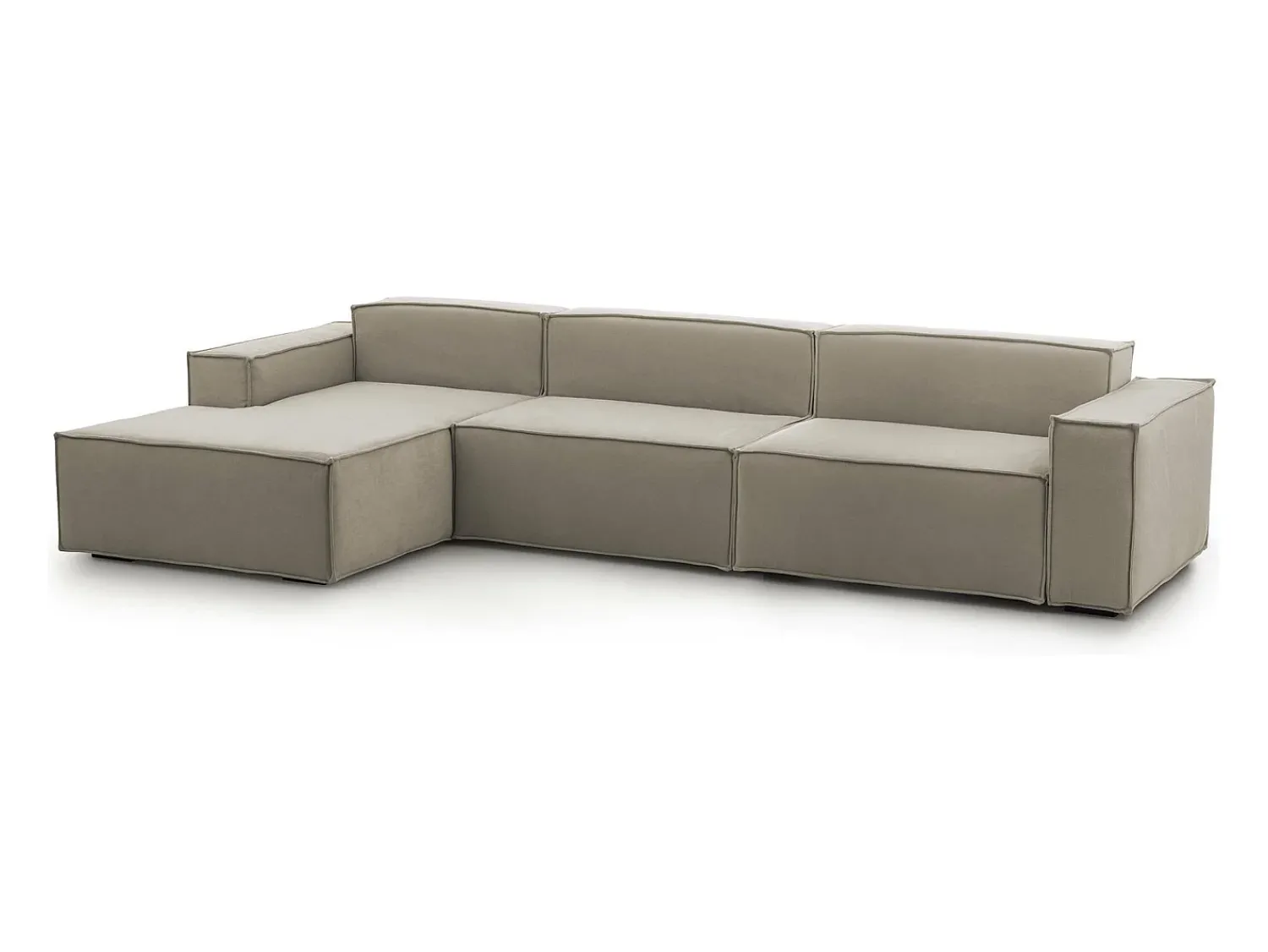 Talamo Italia Sofá fixo Licia, sofá modular de 4 lugares com península esquerda, 100% Fabricado na Itália, Sofá de tecido moderno, 340x170h70 cm, Taupe^ Sofá
