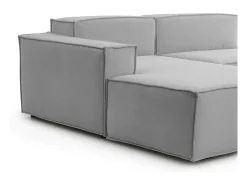 Sofá*Talamo Italia Sofá fixo Licia, sofá modular de 4 lugares com península esquerda, 100% Fabricado na Itália, Sofá de tecido moderno, 340x170h70 cm, Cinza Cinzento