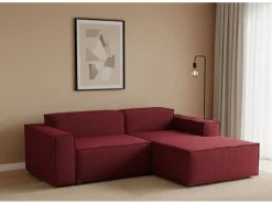 Sofá|Talamo Italia Sofá fixo Lidia, Sofá modular grande de 2 lugares com península direita, 100% Fabricado na Itália, Sofá de tecido moderno, 240x170h70 cm, Vermelho