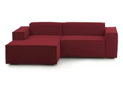 Hot Talamo Italia Sofá fixo Nadia, sofá modular de 2 lugares com península esquerda, 100% Fabricado na Itália, Sofá de tecido moderno, 220x170h70 cm, Vermelho