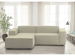 Talamo Italia Sofá fixo Nadia, sofá modular de 2 lugares com península esquerda, 100% Fabricado na Itália, Sofá de tecido moderno, 220x170h70 cm,^ Sofá