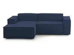 Sofá|Talamo Italia Sofá fixo Nadia, sofá modular de 2 lugares com península esquerda, 100% Fabricado na Itália, Sofá de tecido moderno, 220x170h70 cm, Azul