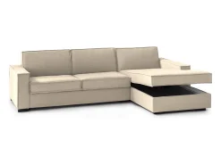 Sofá|Talamo Italia Sofá fixo Nami, Sofá de canto, 100% Fabricado na Itália, Sofá da sala com península de contêiner direita, com braços padrão, 280x95h90 cm, Bege