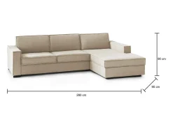 Sofá|Talamo Italia Sofá fixo Nami, Sofá de canto, 100% Fabricado na Itália, Sofá da sala com península de contêiner direita, com braços padrão, 280x95h90 cm, Bege