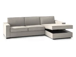 Talamo Italia Sofá fixo Nami, Sofá de canto, 100% Fabricado na Itália, Sofá da sala com península direita, com braços padrão, 280x95h90 cm, Taupe^ Sofá
