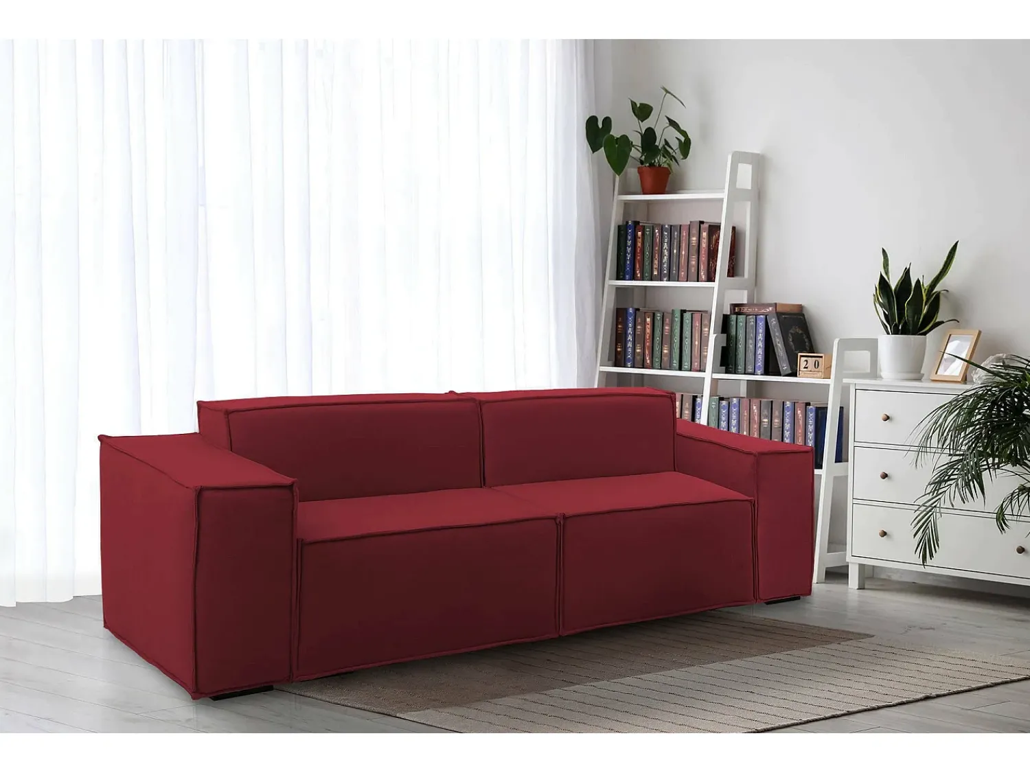 Talamo Italia Sofá fixo Paola, sofá modular linear de 2 lugares, 100% Fabricado na Itália, Sofá moderno para sala em tecido, 220x95h70 cm,^ Sofá
