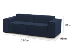 Talamo Italia Sofá fixo Paola, sofá modular linear de 2 lugares, 100% Fabricado na Itália, Sofá moderno para sala em tecido, 220x95h70 cm, Azul