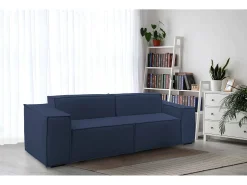 Talamo Italia Sofá fixo Paola, sofá modular linear de 2 lugares, 100% Fabricado na Itália, Sofá moderno para sala em tecido, 220x95h70 cm, Azul