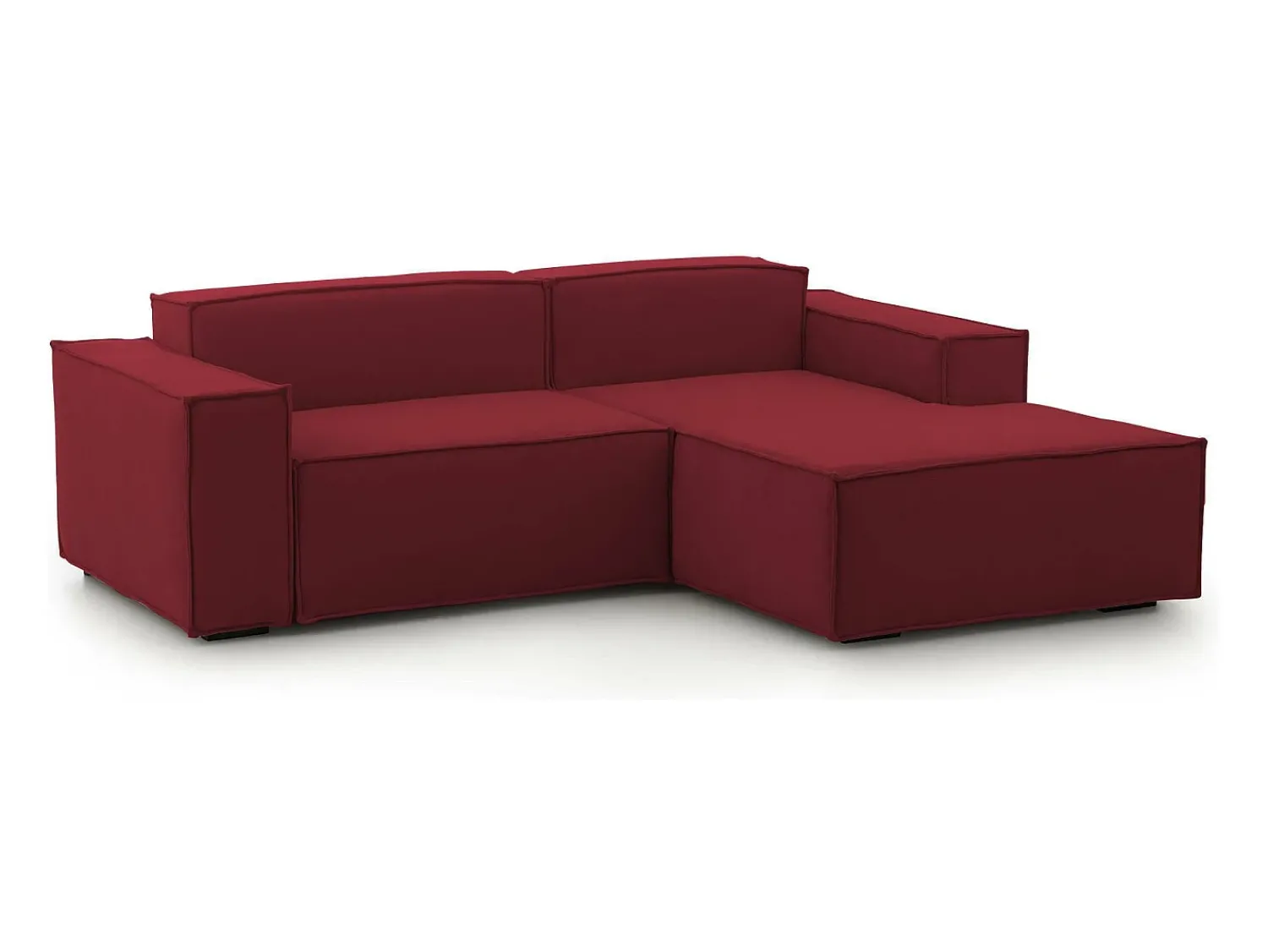 Discount Talamo Italia Sofá fixo Patrizia, sofá modular de 2 lugares com península direita, 100% Fabricado na Itália, Sofá de tecido moderno, 220x170h70 cm, Vermelho