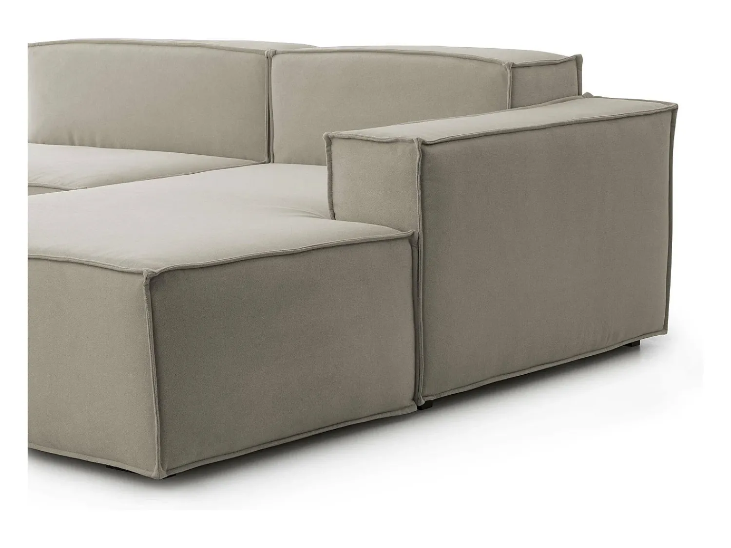Talamo Italia Sofá fixo Patrizia, sofá modular de 2 lugares com península direita, 100% Fabricado na Itália, Sofá de tecido moderno, 220x170h70 cm, Taupe Cinzento