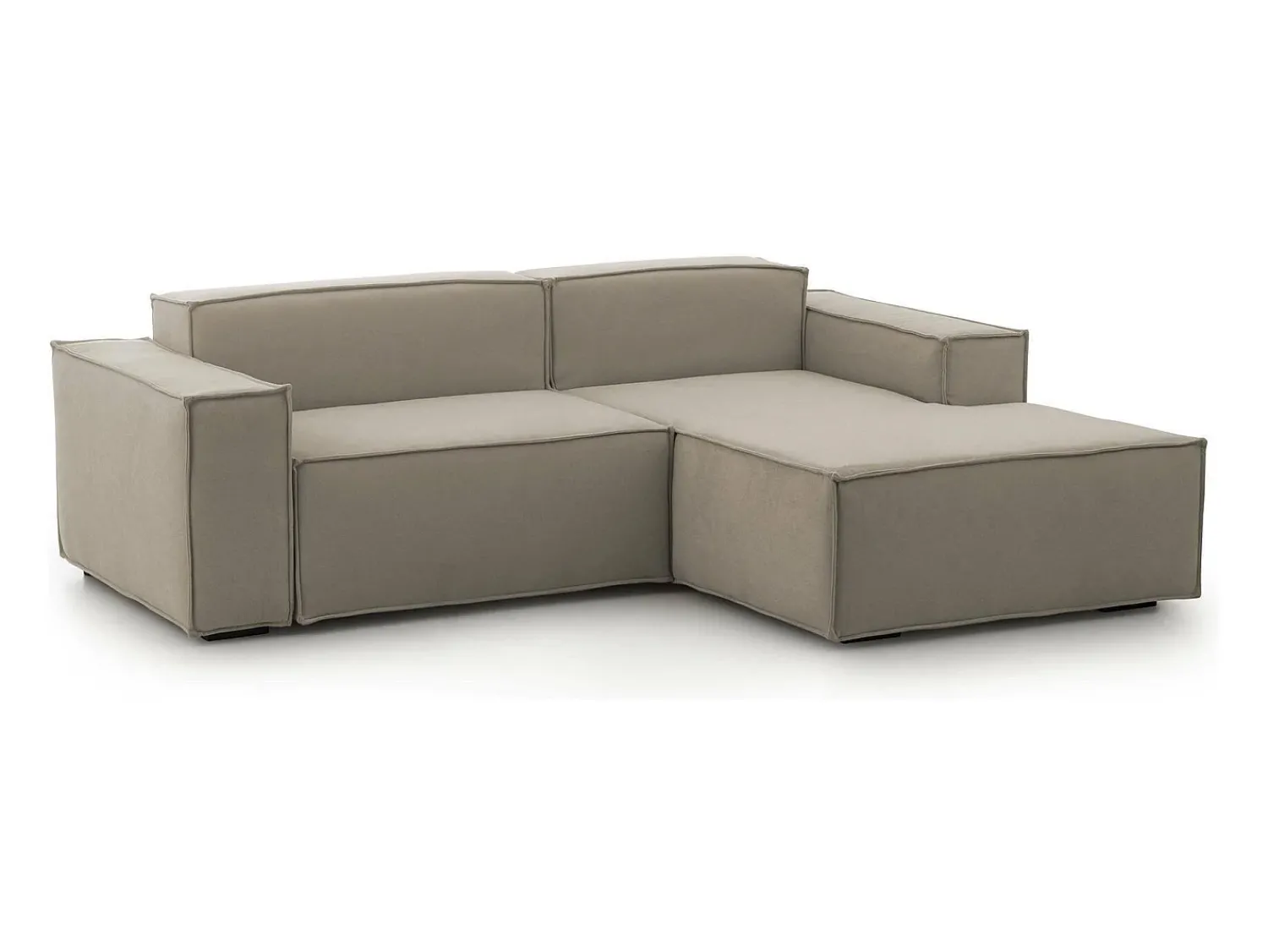 Talamo Italia Sofá fixo Patrizia, sofá modular de 2 lugares com península direita, 100% Fabricado na Itália, Sofá de tecido moderno, 220x170h70 cm, Taupe Cinzento