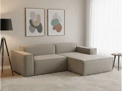Talamo Italia Sofá fixo Patrizia, sofá modular de 2 lugares com península direita, 100% Fabricado na Itália, Sofá de tecido moderno, 220x170h70 cm, Taupe Cinzento