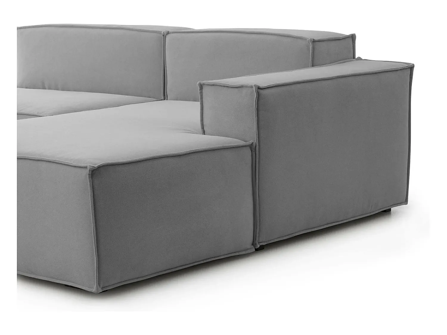Talamo Italia Sofá fixo Patrizia, sofá modular de 2 lugares com península direita, 100% Fabricado na Itália, Sofá de tecido moderno, 220x170h70 cm, Cinza^ Sofá