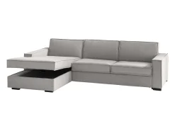 Talamo Italia Sofá fixo Perla, Sofá de canto, 100% Fabricado na Itália, Sofá da sala com, Península esquerda, com braços finos, 260x95h90 cm, Cinza^ Sofá