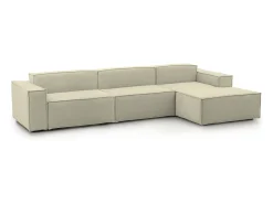 Sofá|Talamo Italia Sofá fixo Raffaella, sofá modular de 4 lugares com península direita, 100% Fabricado na Itália, Sofá de tecido moderno, 340x170h70 cm, Bege
