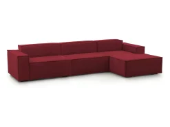 Sofá|Talamo Italia Sofá fixo Raffaella, sofá modular de 4 lugares com península direita, 100% Fabricado na Itália, Sofá de tecido moderno, 340x170h70 cm, Vermelho