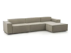 Talamo Italia Sofá fixo Raffaella, sofá modular de 4 lugares com península direita, 100% Fabricado na Itália, Sofá de tecido moderno, 340x170h70 cm, Taupe^ Sofá