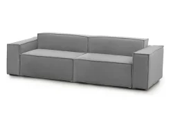 Talamo Italia Sofá fixo Simona, sofá modular linear de 3 lugares, 100% Fabricado na Itália, Sofá moderno para sala em tecido, 260x95h70 cm, Cinza^ Sofá