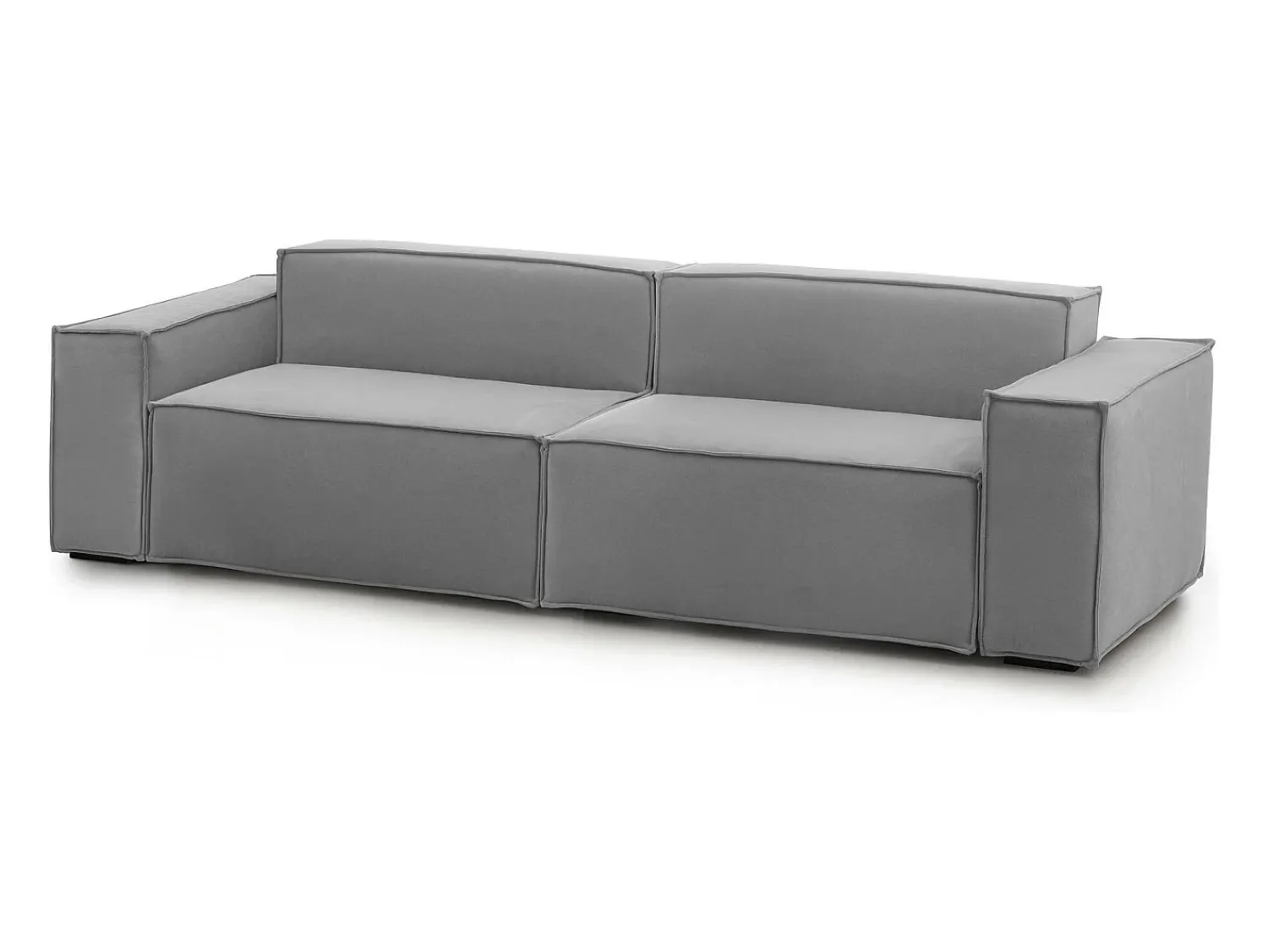 Talamo Italia Sofá fixo Simona, sofá modular linear de 3 lugares, 100% Fabricado na Itália, Sofá moderno para sala em tecido, 260x95h70 cm, Cinza^ Sofá