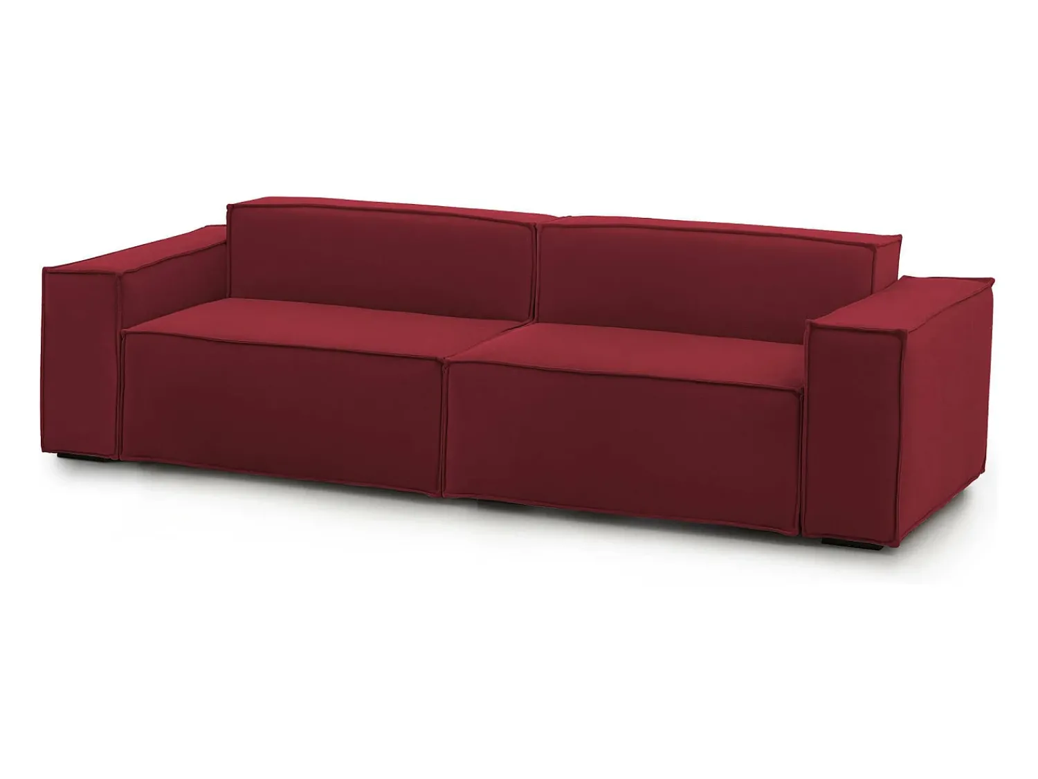 Sale Talamo Italia Sofá fixo Simona, sofá modular linear de 3 lugares, 100% Fabricado na Itália, Sofá moderno para sala em tecido, 260x95h70 cm, Vermelho