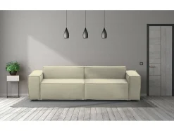 Talamo Italia Sofá fixo Simona, sofá modular linear de 3 lugares, 100% Fabricado na Itália, Sofá moderno para sala em tecido, 260x95h70 cm,^ Sofá