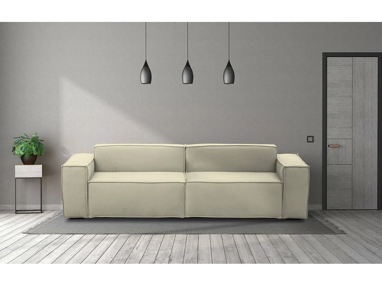 Talamo Italia Sofá fixo Simona, sofá modular linear de 3 lugares, 100% Fabricado na Itália, Sofá moderno para sala em tecido, 260x95h70 cm,^ Sofá