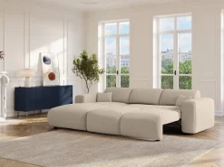 Sofá*Maison Céphy Sofá grande de canto esquerdo conversível em tecido beige matizado POGNI da Bege