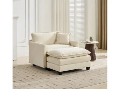 Poltrona|Hauss Spole Sofá individual Cloud em tecido chenille - Ideal para sala de estar, quarto e apartamento Bege