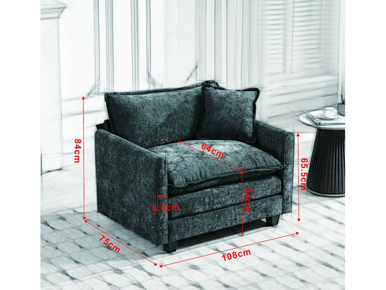 Poltrona|Hauss Spole Sofá individual Cloud em tecido chenille - Ideal para sala de estar, quarto e apartamento Bege