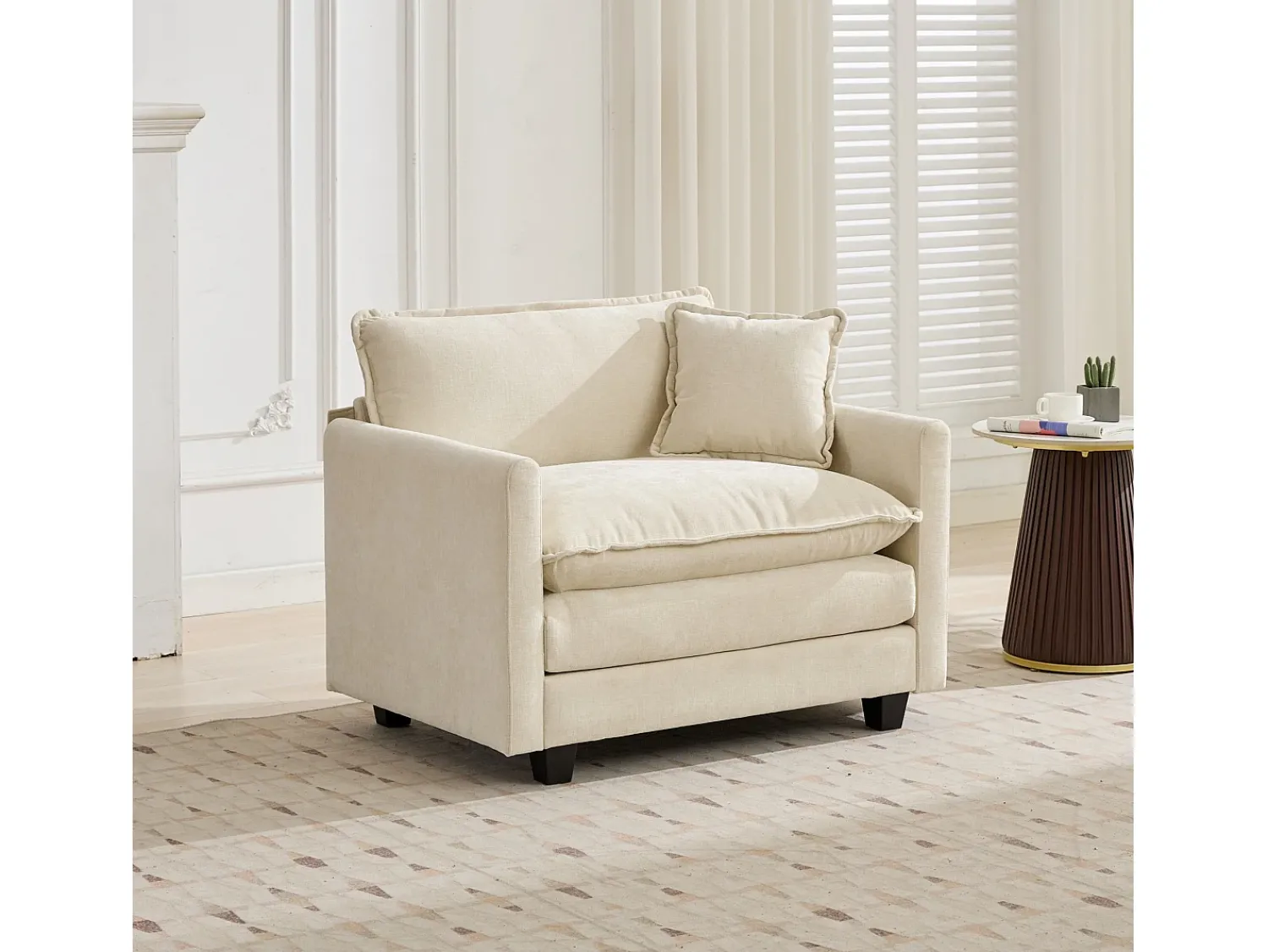 Poltrona|Hauss Spole Sofá individual Cloud em tecido chenille - Ideal para sala de estar, quarto e apartamento Bege