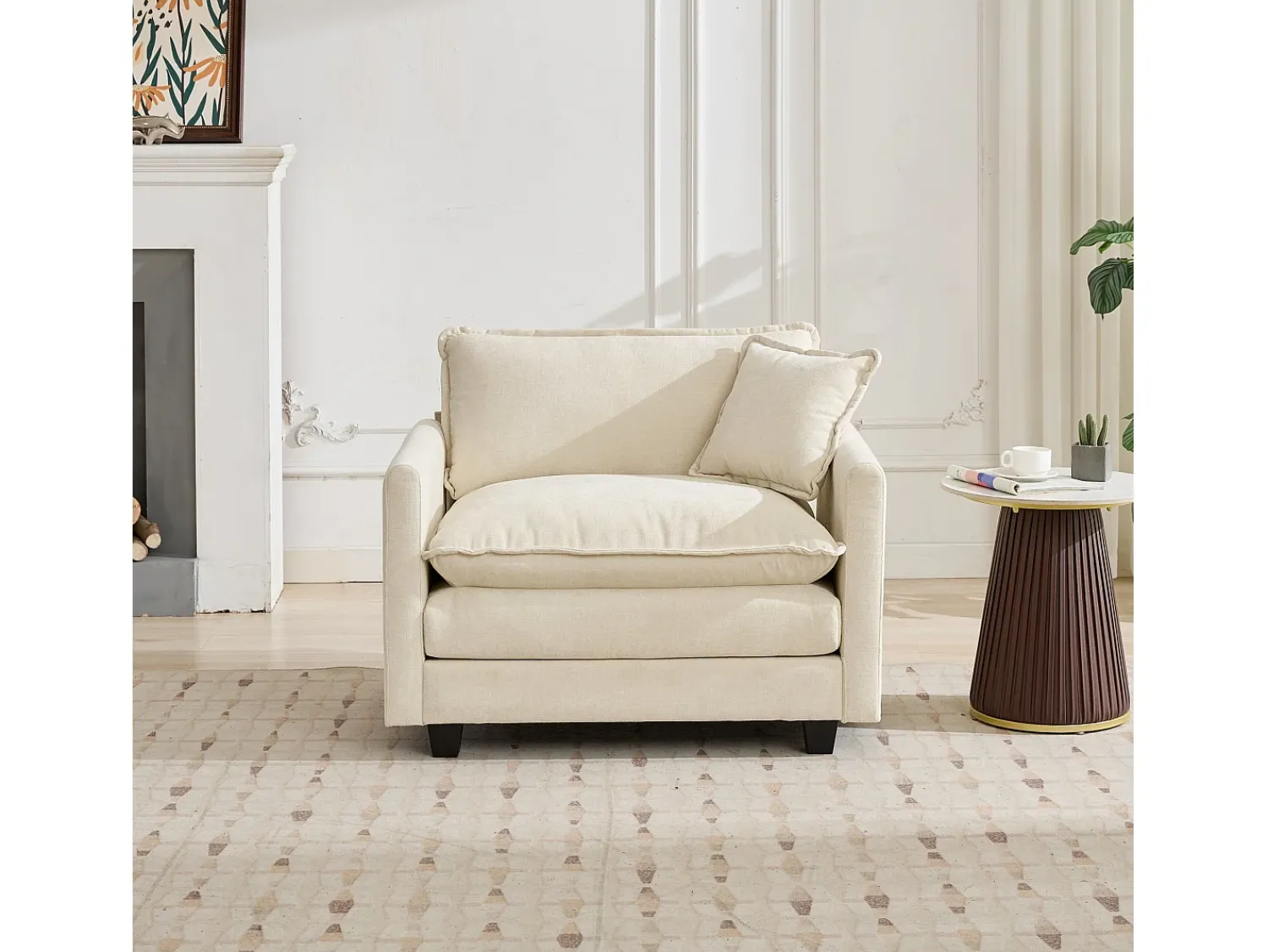 Poltrona|Hauss Spole Sofá individual Cloud em tecido chenille - Ideal para sala de estar, quarto e apartamento Bege