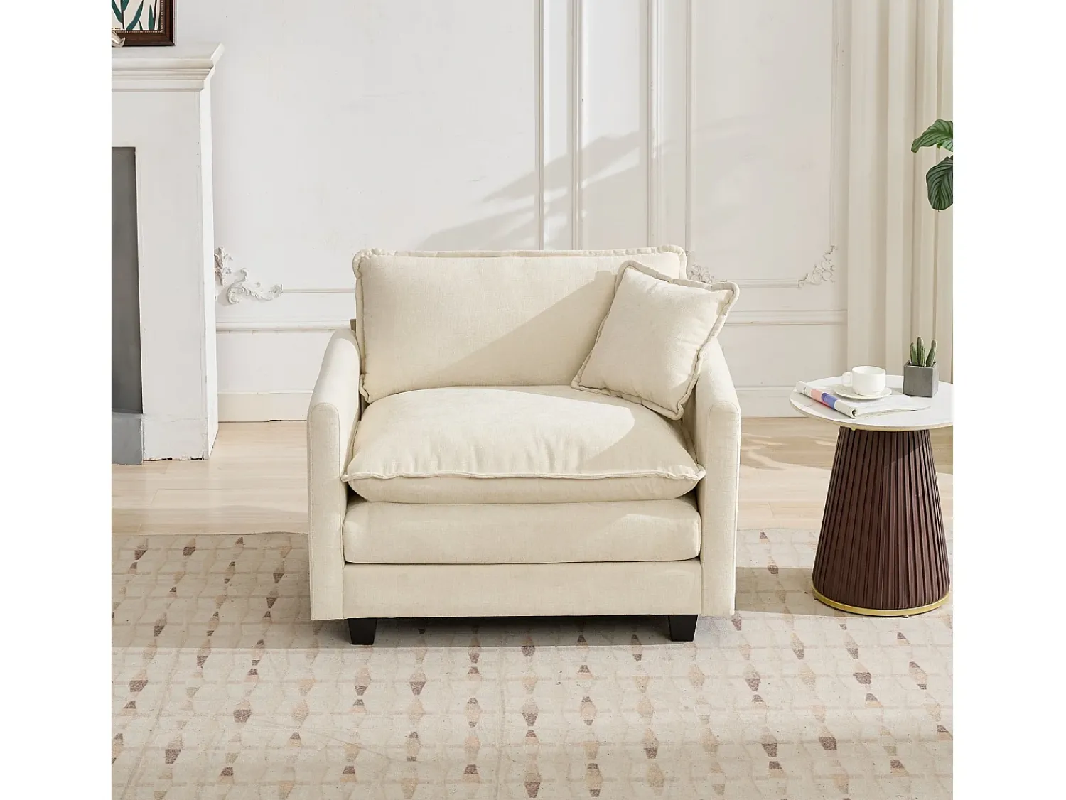Poltrona|Hauss Spole Sofá individual Cloud em tecido chenille - Ideal para sala de estar, quarto e apartamento Bege