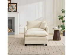 Poltrona|Hauss Spole Sofá individual Cloud em tecido chenille - Ideal para sala de estar, quarto e apartamento Bege