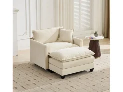 Poltrona|Hauss Spole Sofá individual Cloud em tecido chenille - Ideal para sala de estar, quarto e apartamento Bege
