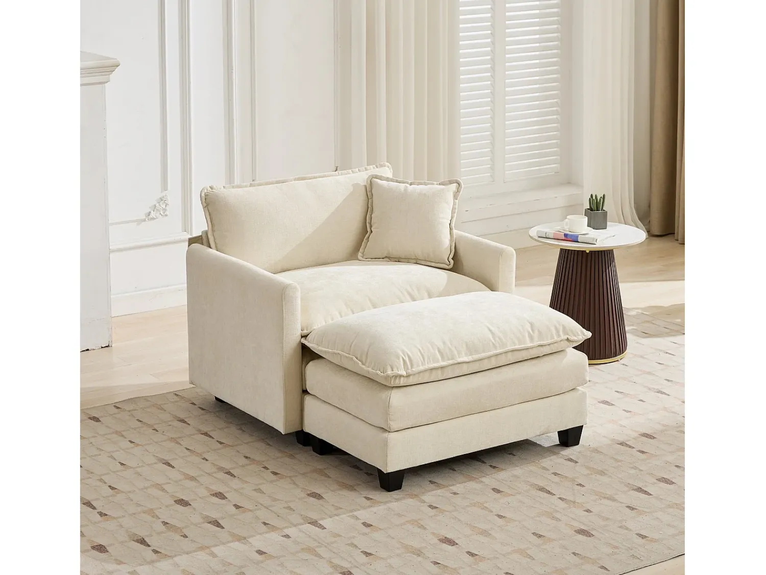 Poltrona|Hauss Spole Sofá individual Cloud em tecido chenille - Ideal para sala de estar, quarto e apartamento Bege