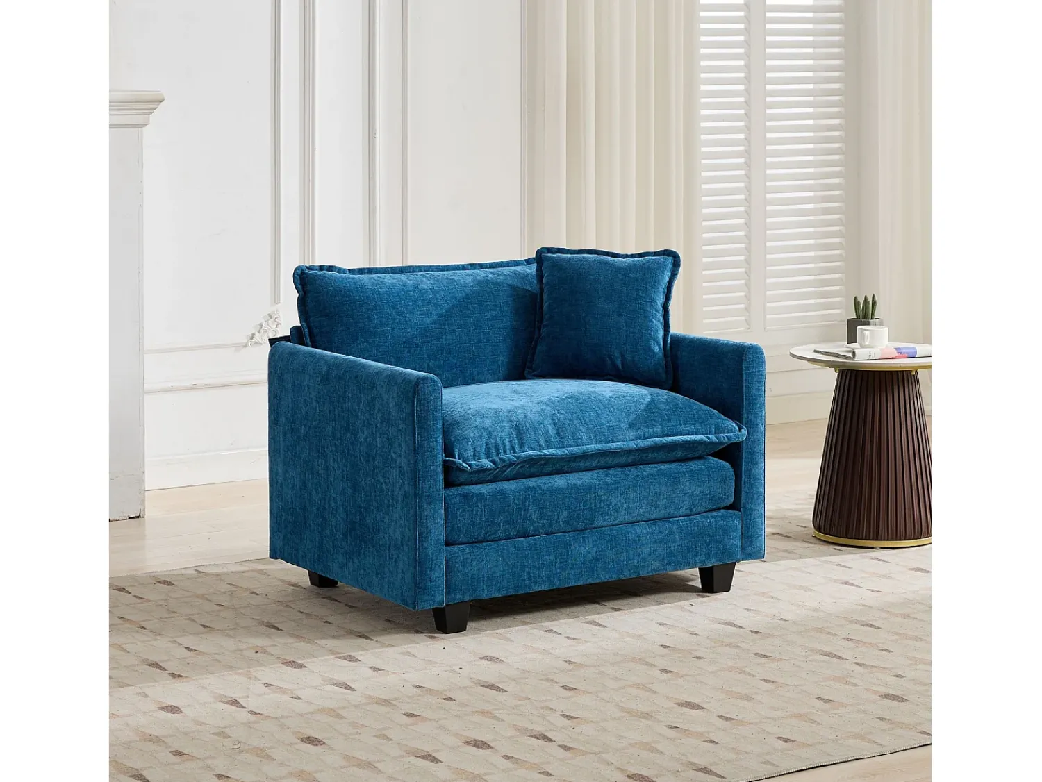 Poltrona|Hauss Spole Sofá individual Cloud em tecido chenille - Ideal para sala de estar, quarto e apartamento Azul