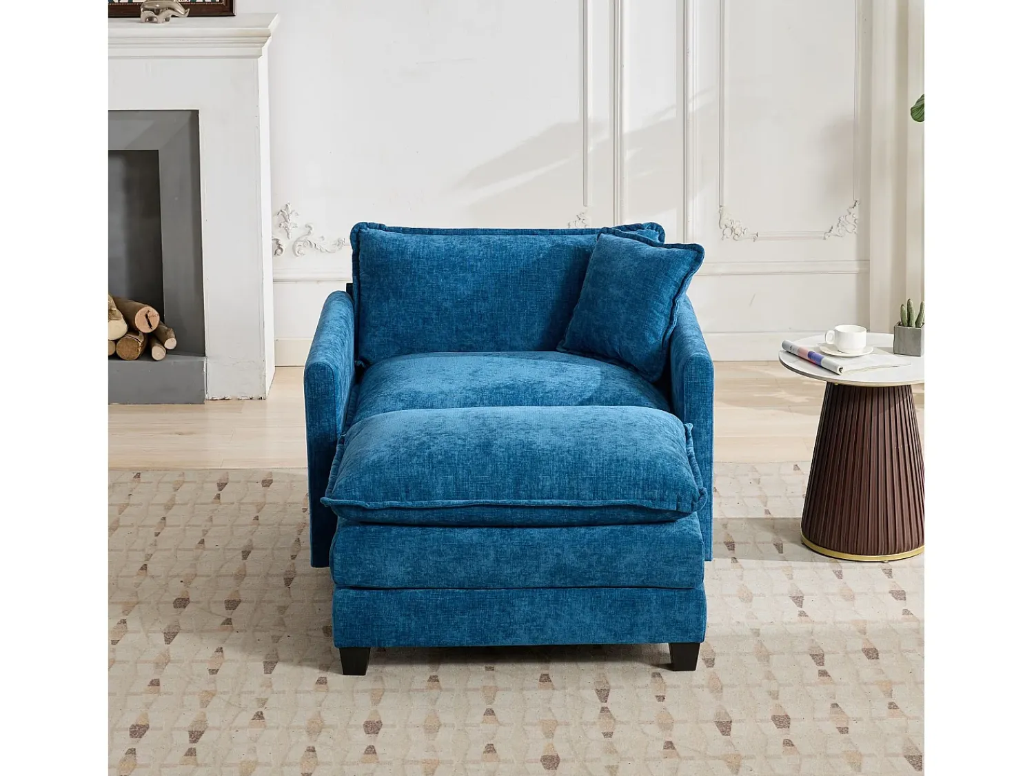 Poltrona|Hauss Spole Sofá individual Cloud em tecido chenille - Ideal para sala de estar, quarto e apartamento Azul
