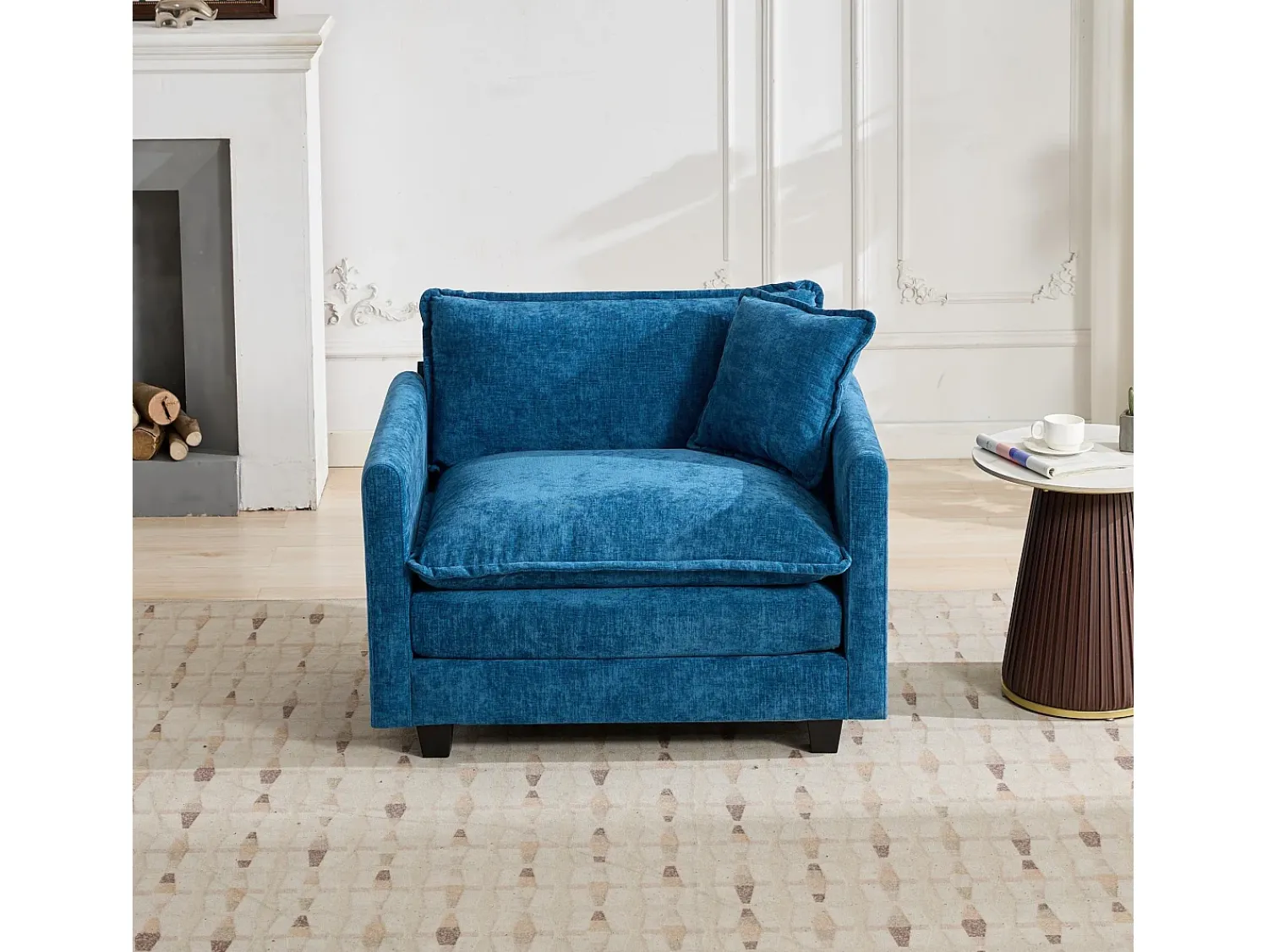 Poltrona|Hauss Spole Sofá individual Cloud em tecido chenille - Ideal para sala de estar, quarto e apartamento Azul