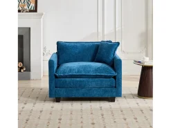 Poltrona|Hauss Spole Sofá individual Cloud em tecido chenille - Ideal para sala de estar, quarto e apartamento Azul