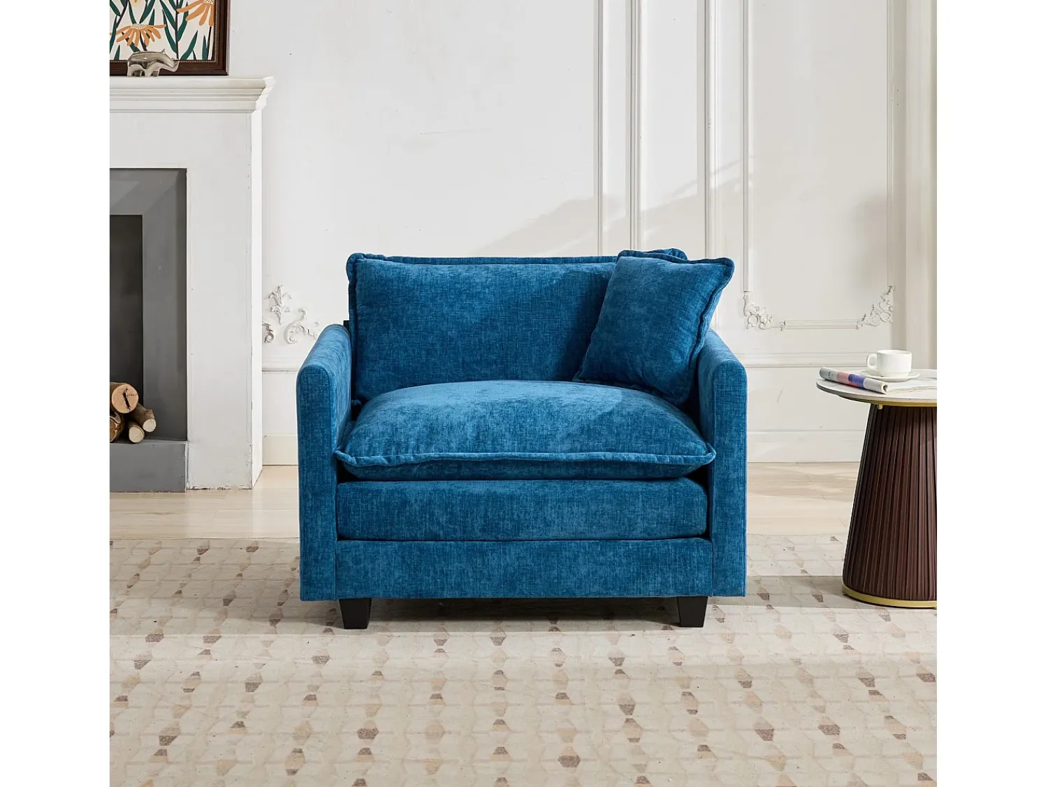 Poltrona|Hauss Spole Sofá individual Cloud em tecido chenille - Ideal para sala de estar, quarto e apartamento Azul