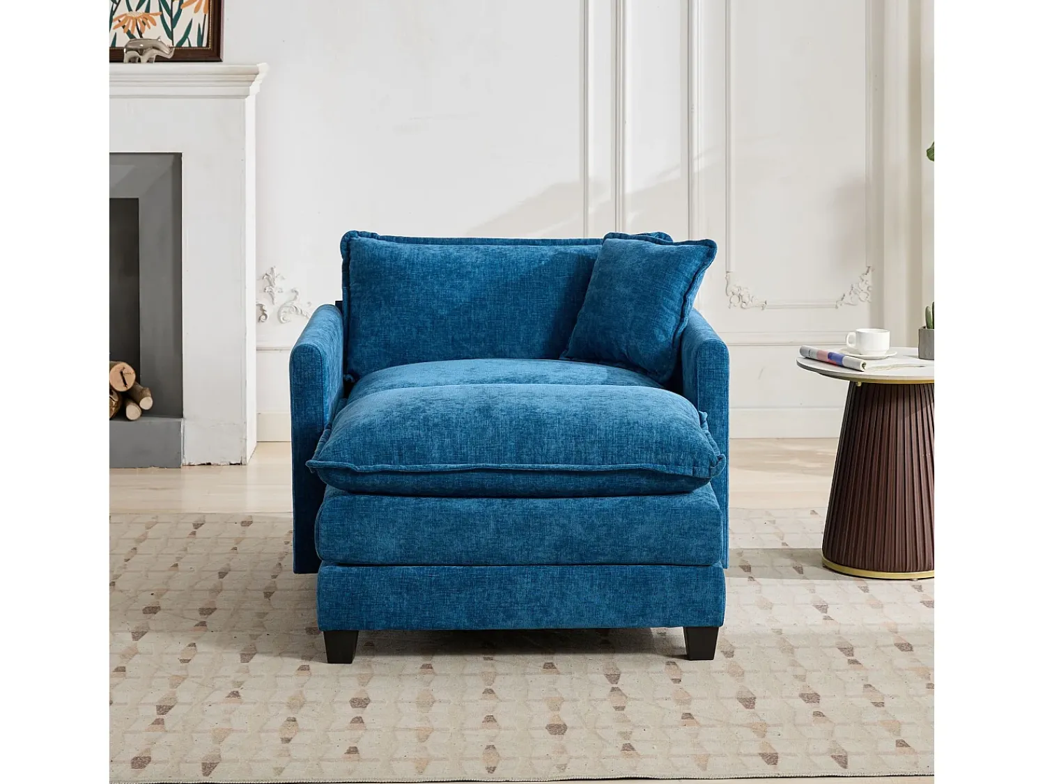 Poltrona|Hauss Spole Sofá individual Cloud em tecido chenille - Ideal para sala de estar, quarto e apartamento Azul