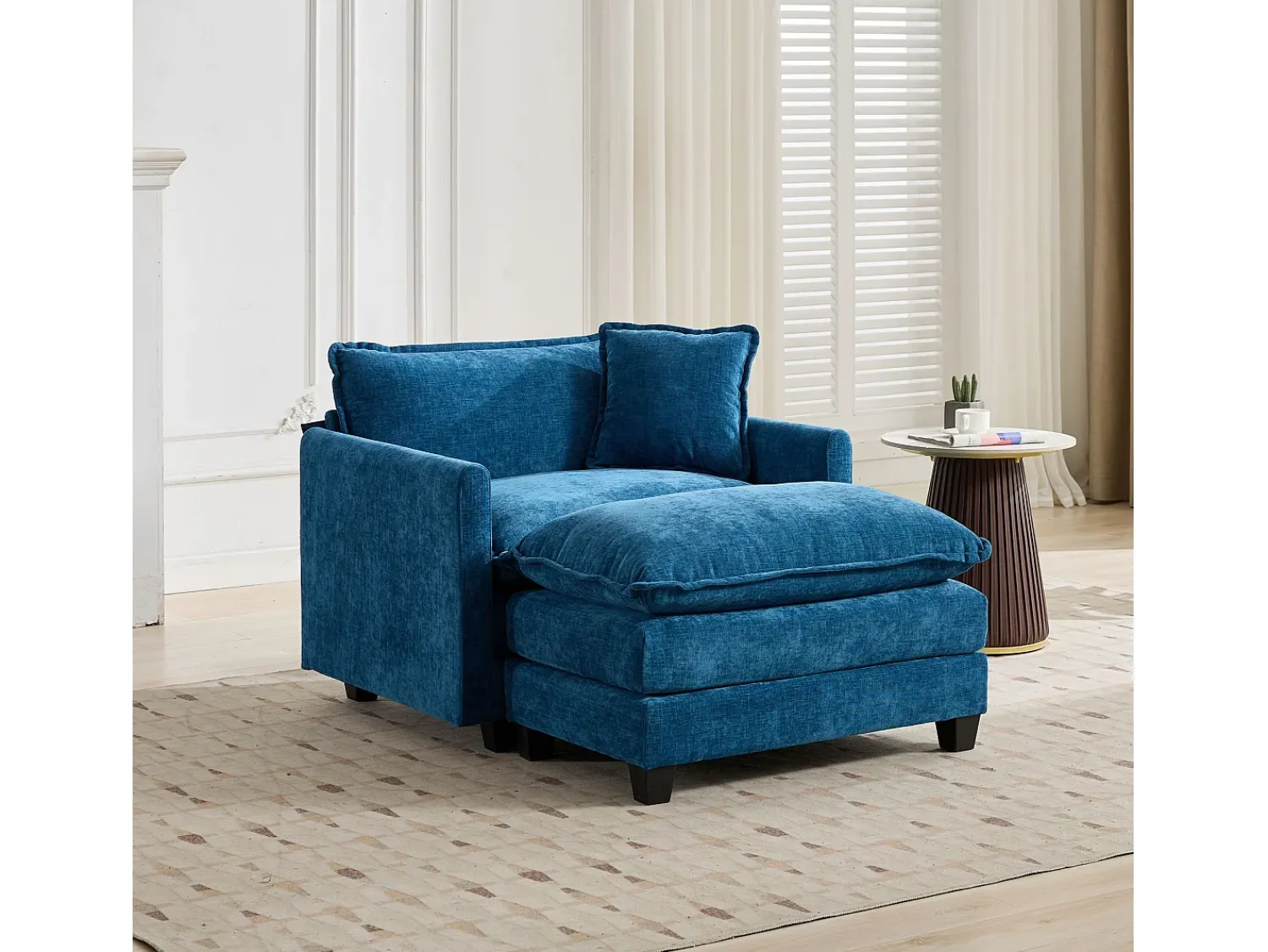 Poltrona|Hauss Spole Sofá individual Cloud em tecido chenille - Ideal para sala de estar, quarto e apartamento Azul