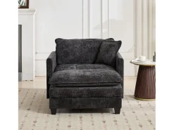 Poltrona*Hauss Spole Sofá individual Cloud em tecido chenille - Ideal para sala de estar, quarto e apartamento Preto